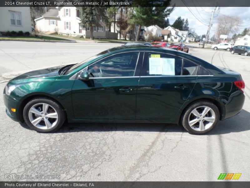 Rainforest Green Metallic / Jet Black/Brick 2014 Chevrolet Cruze LT