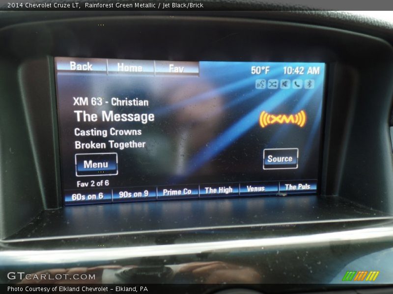 Rainforest Green Metallic / Jet Black/Brick 2014 Chevrolet Cruze LT