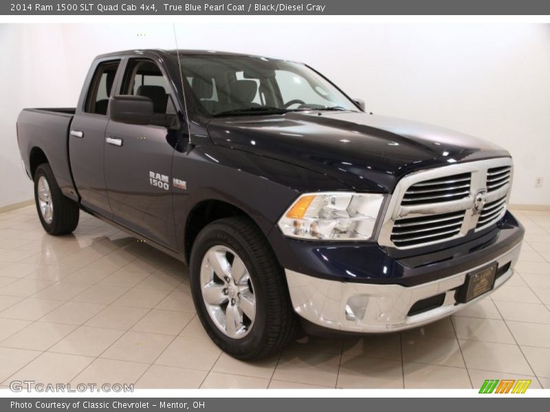 True Blue Pearl Coat / Black/Diesel Gray 2014 Ram 1500 SLT Quad Cab 4x4