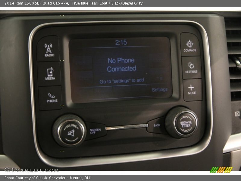 True Blue Pearl Coat / Black/Diesel Gray 2014 Ram 1500 SLT Quad Cab 4x4