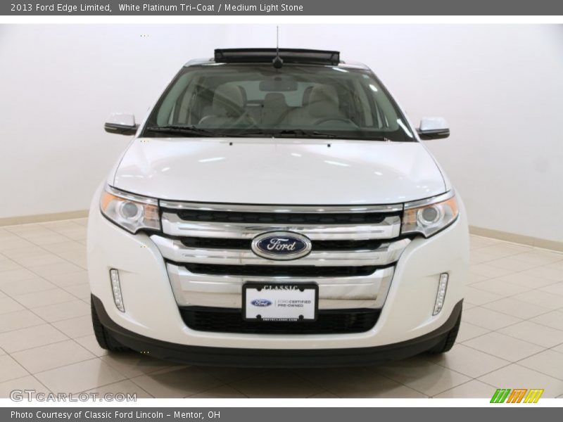 White Platinum Tri-Coat / Medium Light Stone 2013 Ford Edge Limited