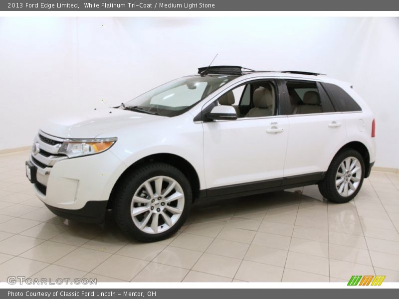 White Platinum Tri-Coat / Medium Light Stone 2013 Ford Edge Limited