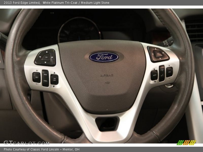White Platinum Tri-Coat / Medium Light Stone 2013 Ford Edge Limited