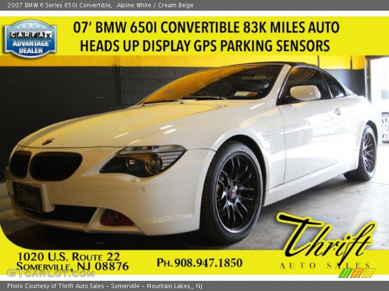 Alpine White / Cream Beige 2007 BMW 6 Series 650i Convertible