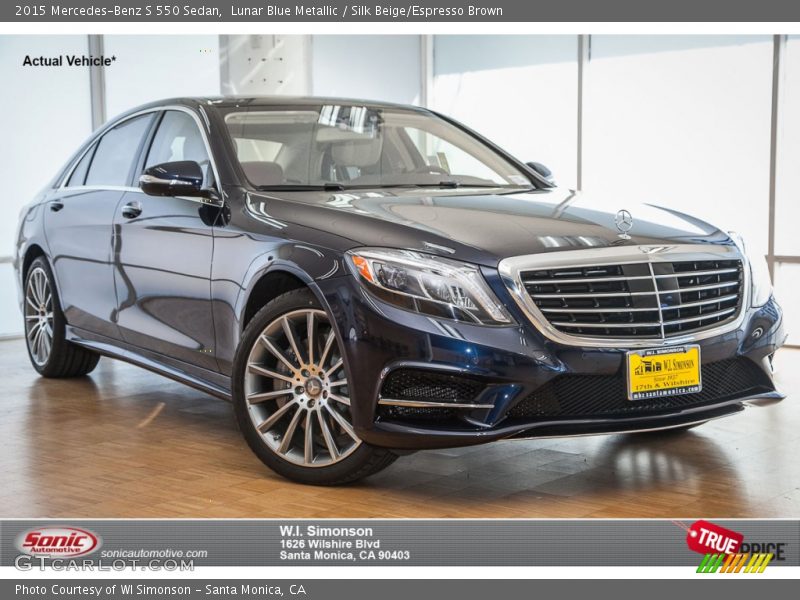 Lunar Blue Metallic / Silk Beige/Espresso Brown 2015 Mercedes-Benz S 550 Sedan