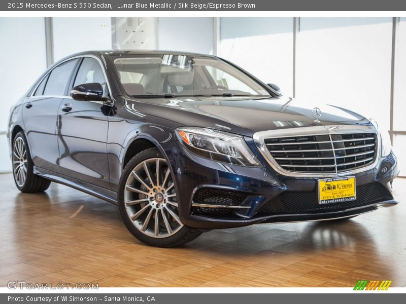 Lunar Blue Metallic / Silk Beige/Espresso Brown 2015 Mercedes-Benz S 550 Sedan