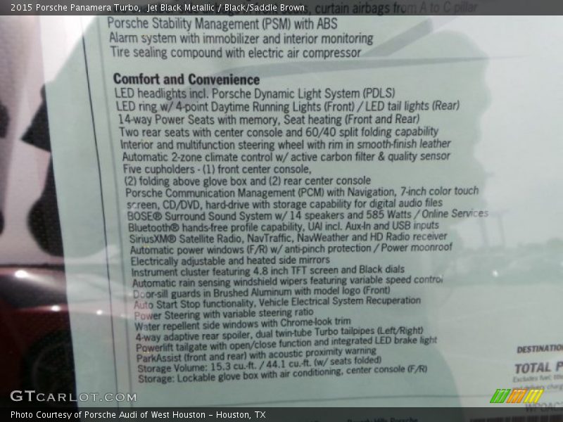 Jet Black Metallic / Black/Saddle Brown 2015 Porsche Panamera Turbo