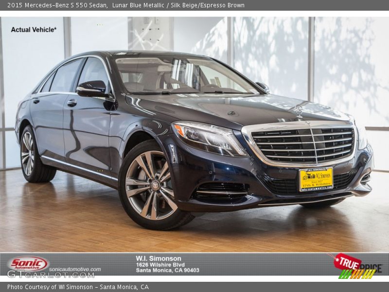 Lunar Blue Metallic / Silk Beige/Espresso Brown 2015 Mercedes-Benz S 550 Sedan