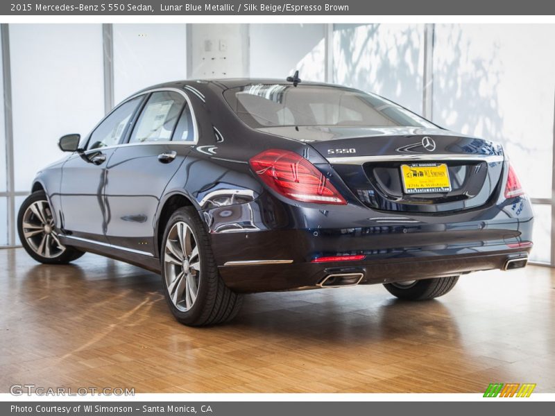 Lunar Blue Metallic / Silk Beige/Espresso Brown 2015 Mercedes-Benz S 550 Sedan