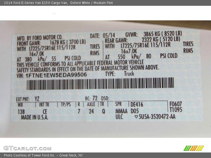 Oxford White / Medium Flint 2014 Ford E-Series Van E150 Cargo Van