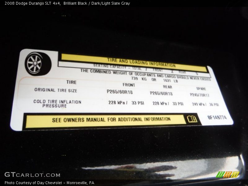 Brilliant Black / Dark/Light Slate Gray 2008 Dodge Durango SLT 4x4