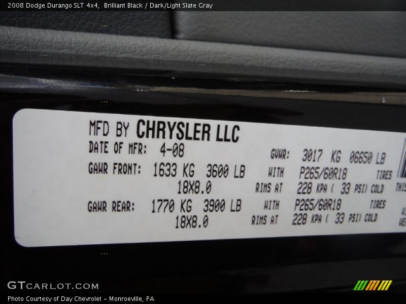 Brilliant Black / Dark/Light Slate Gray 2008 Dodge Durango SLT 4x4