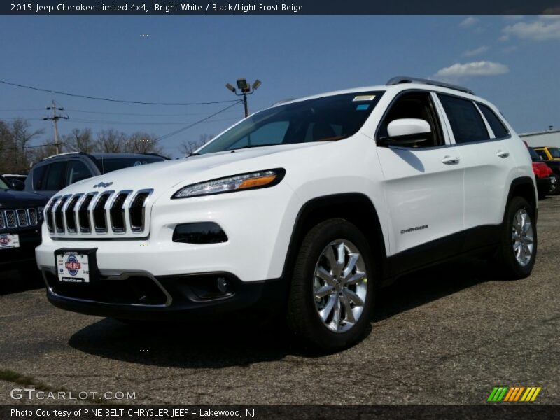 Bright White / Black/Light Frost Beige 2015 Jeep Cherokee Limited 4x4