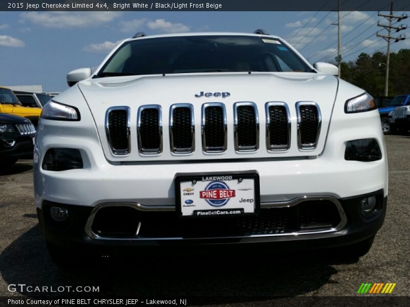 Bright White / Black/Light Frost Beige 2015 Jeep Cherokee Limited 4x4