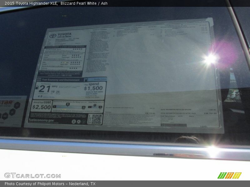 Blizzard Pearl White / Ash 2015 Toyota Highlander XLE