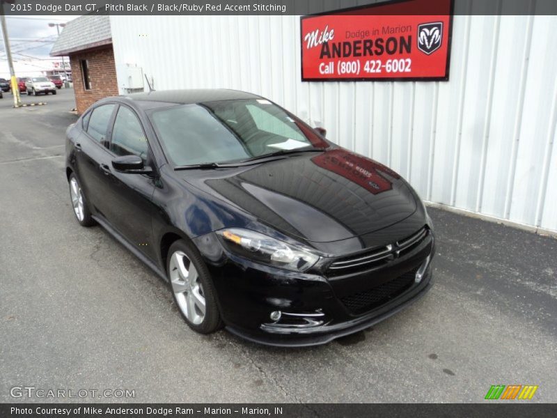 Pitch Black / Black/Ruby Red Accent Stitching 2015 Dodge Dart GT