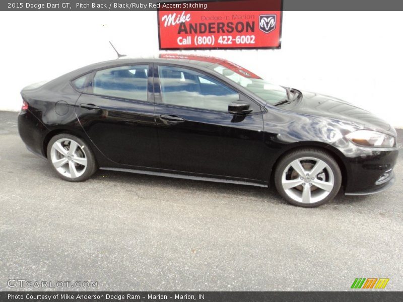 Pitch Black / Black/Ruby Red Accent Stitching 2015 Dodge Dart GT