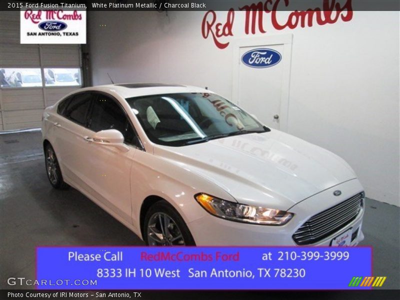 White Platinum Metallic / Charcoal Black 2015 Ford Fusion Titanium