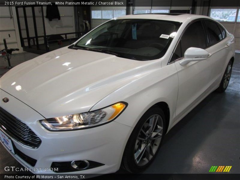 White Platinum Metallic / Charcoal Black 2015 Ford Fusion Titanium