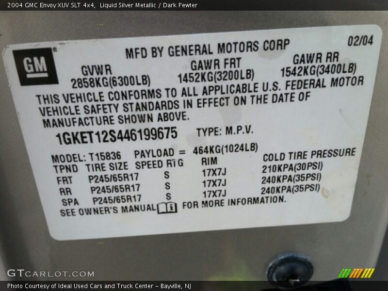 Liquid Silver Metallic / Dark Pewter 2004 GMC Envoy XUV SLT 4x4