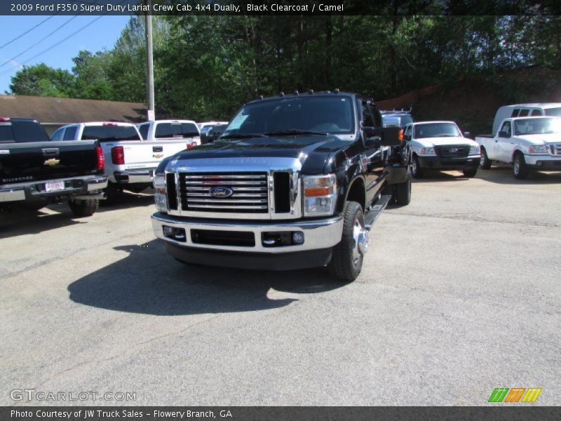 Black Clearcoat / Camel 2009 Ford F350 Super Duty Lariat Crew Cab 4x4 Dually
