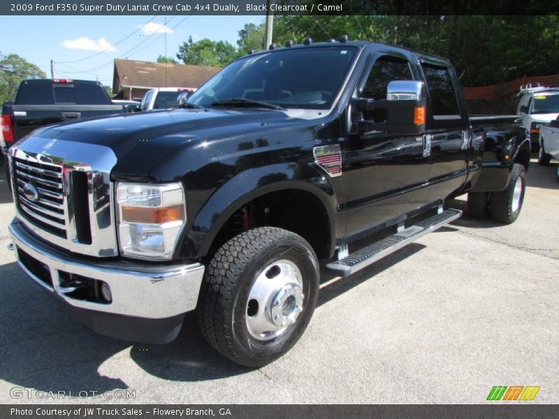 Black Clearcoat / Camel 2009 Ford F350 Super Duty Lariat Crew Cab 4x4 Dually