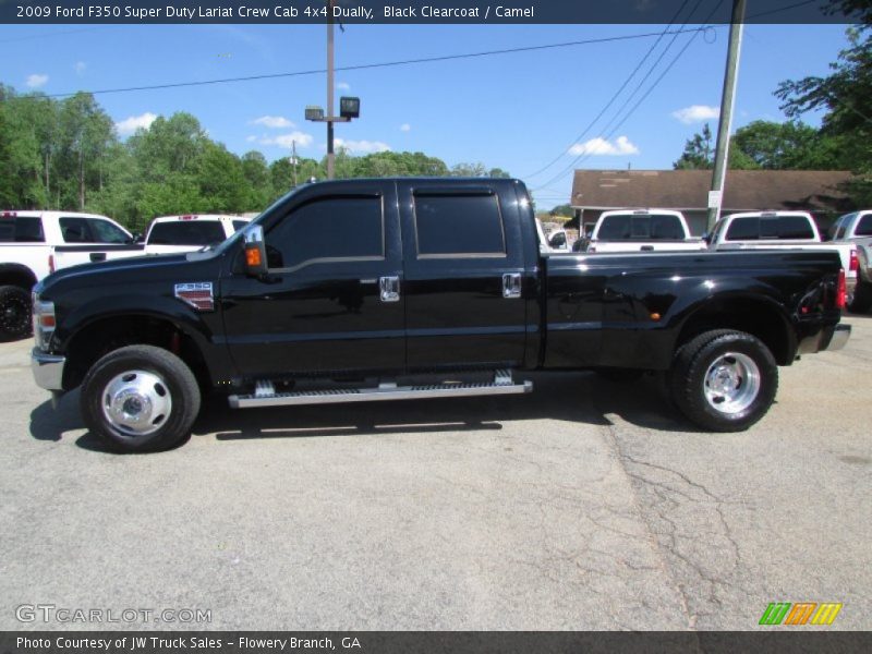 Black Clearcoat / Camel 2009 Ford F350 Super Duty Lariat Crew Cab 4x4 Dually