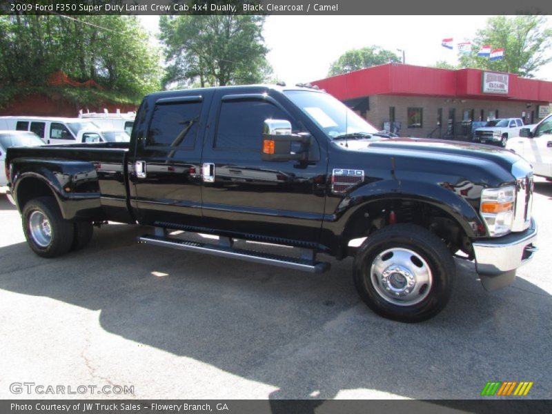 Black Clearcoat / Camel 2009 Ford F350 Super Duty Lariat Crew Cab 4x4 Dually