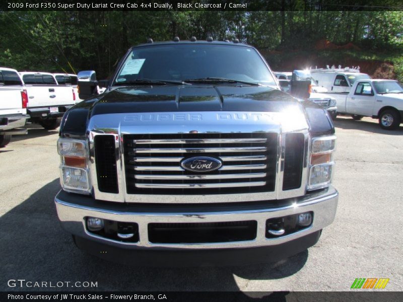 Black Clearcoat / Camel 2009 Ford F350 Super Duty Lariat Crew Cab 4x4 Dually