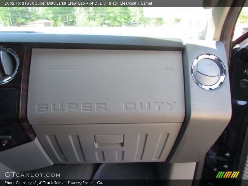 Black Clearcoat / Camel 2009 Ford F350 Super Duty Lariat Crew Cab 4x4 Dually