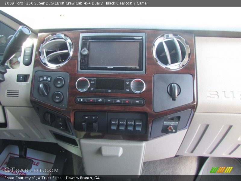 Black Clearcoat / Camel 2009 Ford F350 Super Duty Lariat Crew Cab 4x4 Dually