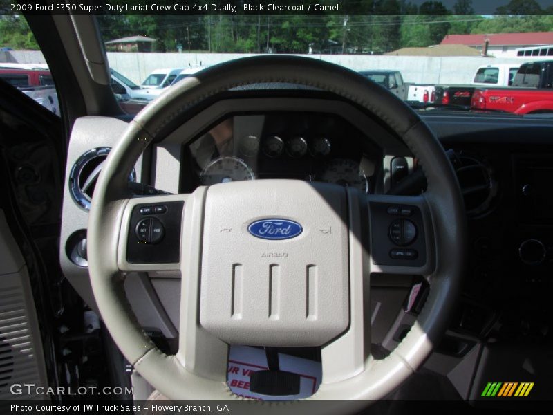 Black Clearcoat / Camel 2009 Ford F350 Super Duty Lariat Crew Cab 4x4 Dually