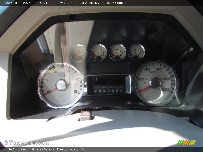 Black Clearcoat / Camel 2009 Ford F350 Super Duty Lariat Crew Cab 4x4 Dually