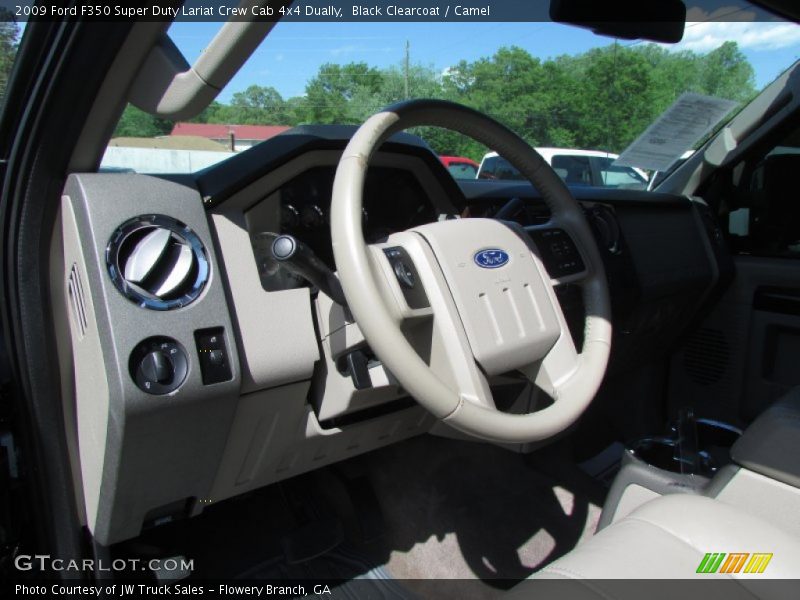 Black Clearcoat / Camel 2009 Ford F350 Super Duty Lariat Crew Cab 4x4 Dually