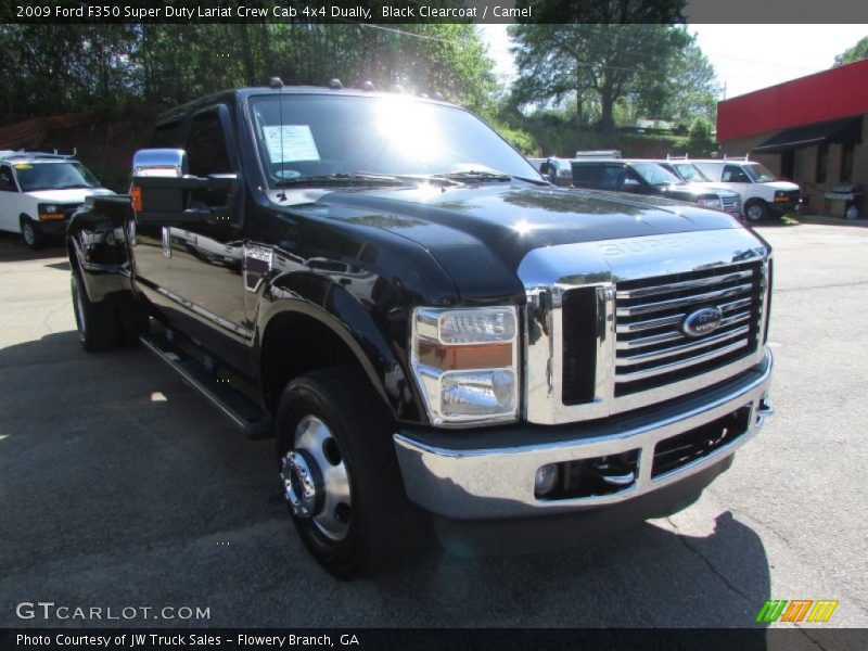 Black Clearcoat / Camel 2009 Ford F350 Super Duty Lariat Crew Cab 4x4 Dually