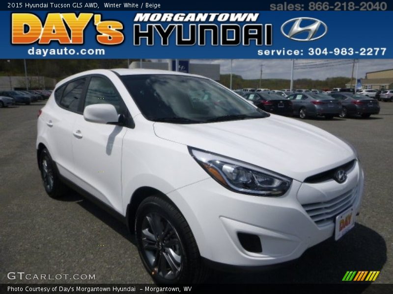 Winter White / Beige 2015 Hyundai Tucson GLS AWD
