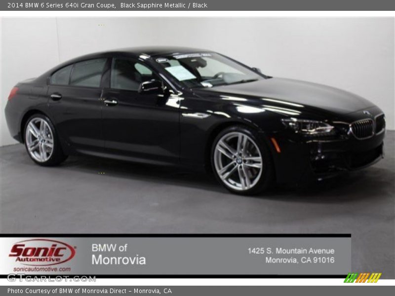 Black Sapphire Metallic / Black 2014 BMW 6 Series 640i Gran Coupe