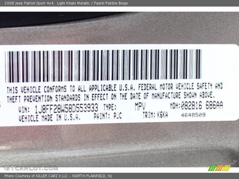 Light Khaki Metallic / Pastel Pebble Beige 2008 Jeep Patriot Sport 4x4