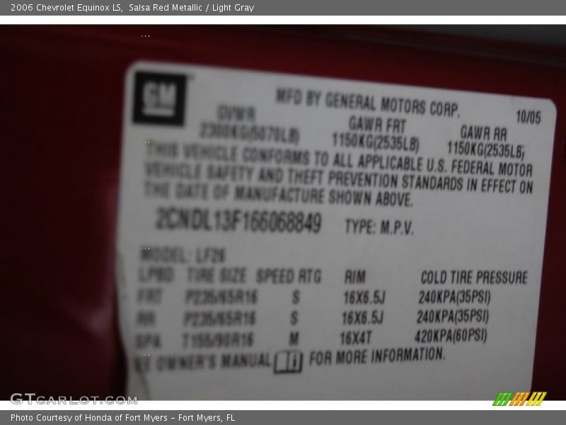 Salsa Red Metallic / Light Gray 2006 Chevrolet Equinox LS