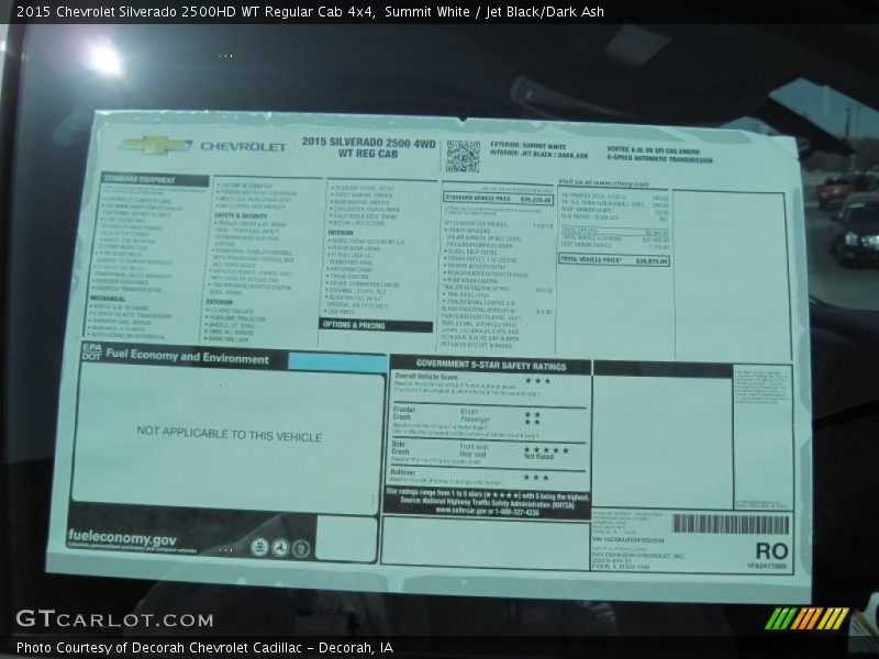 Summit White / Jet Black/Dark Ash 2015 Chevrolet Silverado 2500HD WT Regular Cab 4x4