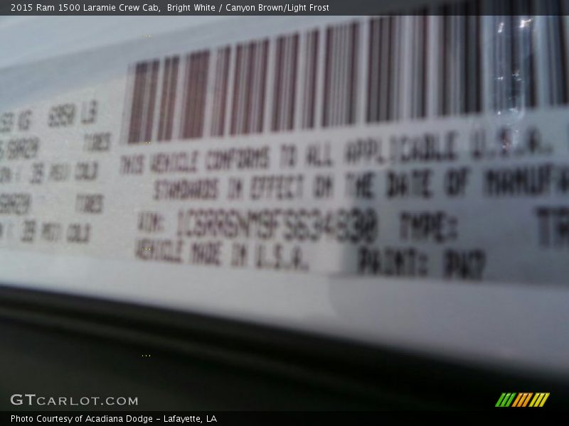 Bright White / Canyon Brown/Light Frost 2015 Ram 1500 Laramie Crew Cab