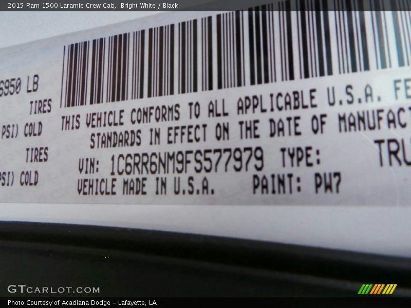 Bright White / Black 2015 Ram 1500 Laramie Crew Cab