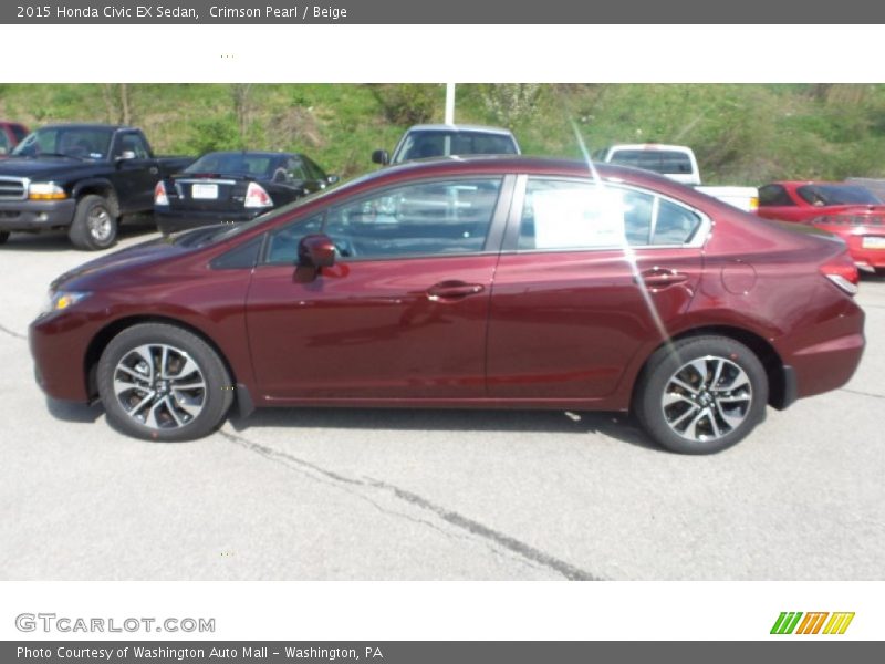 Crimson Pearl / Beige 2015 Honda Civic EX Sedan