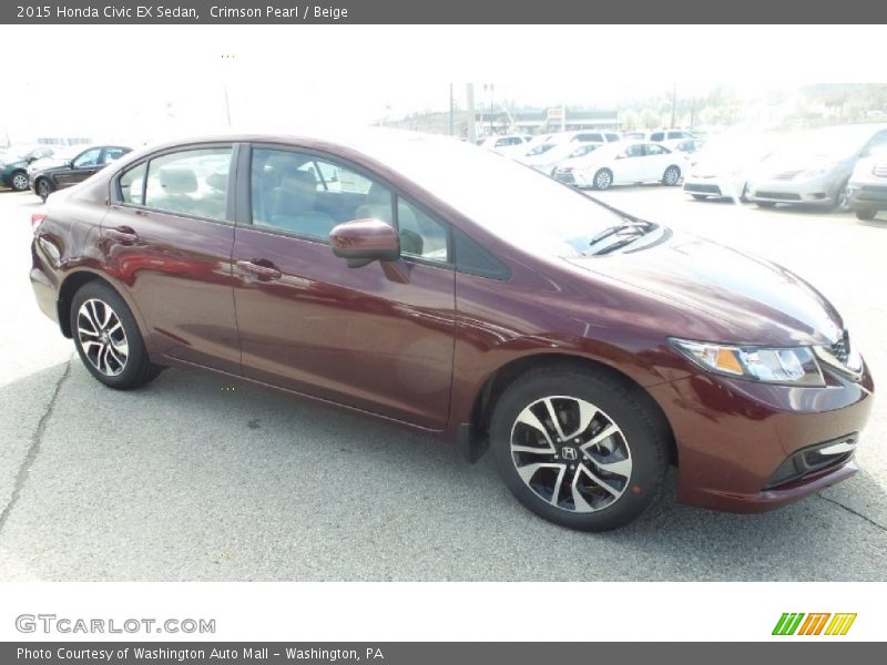Crimson Pearl / Beige 2015 Honda Civic EX Sedan