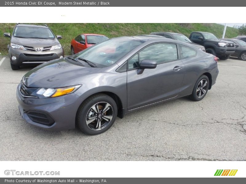 Modern Steel Metallic / Black 2015 Honda Civic EX Coupe