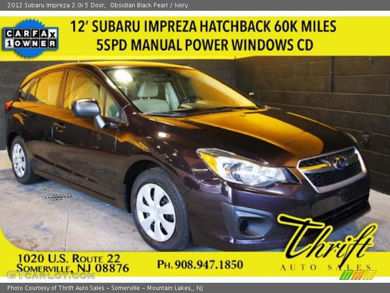 Obsidian Black Pearl / Ivory 2012 Subaru Impreza 2.0i 5 Door