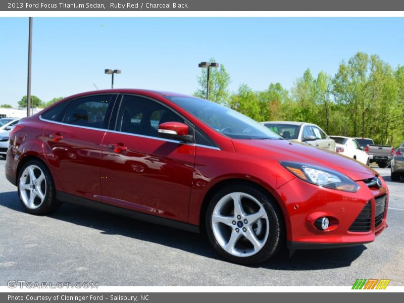 Ruby Red / Charcoal Black 2013 Ford Focus Titanium Sedan