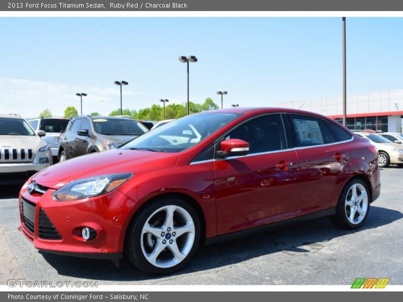 Ruby Red / Charcoal Black 2013 Ford Focus Titanium Sedan