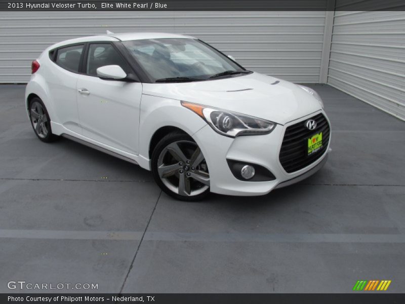 Elite White Pearl / Blue 2013 Hyundai Veloster Turbo