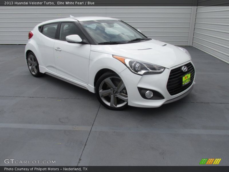 Elite White Pearl / Blue 2013 Hyundai Veloster Turbo